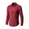 Solid Color Slim Fit Long Sleeve Formal Shirt - Versatile & Simple for Business or Casual Wear