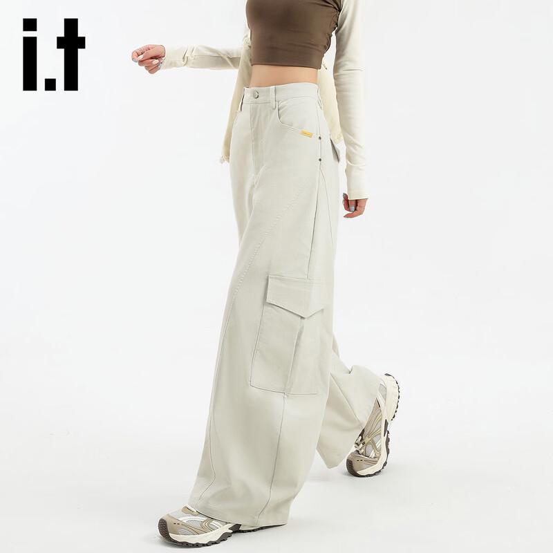 izzueit Women's High-Waist Loose Fit Multi-Pocket Cargo Pants