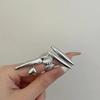 Charm Punk Parallel Bar Silver Color Ring for Women Minimalist Geometric Metal Irregular Line Open Rings Statement Jewelry Gifts