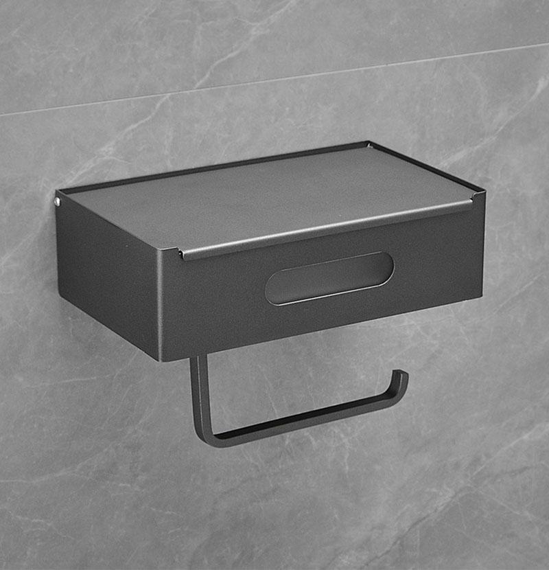 Gun Gray 304 Stainless Steel Bathroom Paper Roll Holder Wall-mounted Toilet Tissue Box Paper Towel Rack Bathroom Accessories
