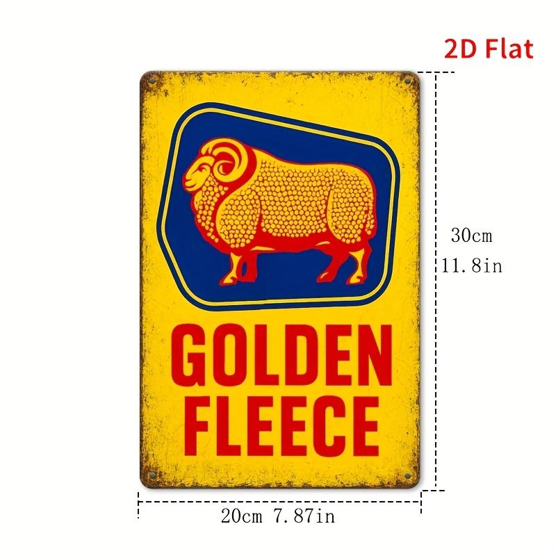 

1pc Vintage Style 2D Flat Tin Sign - Rustic Metal Wall Decor for Home, Bar, Cafe, Garage, Farmhouse - Golden Fleece Ram Design 20x30cm（7.8x11.8inch）