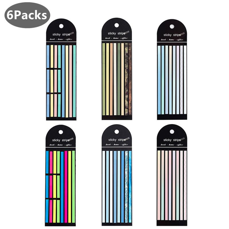

6Packs/Set Kawaii Cute Transparent Sticky Notes Self-Adhesive Book Markers Clear Tab Reading Annotation Stationery