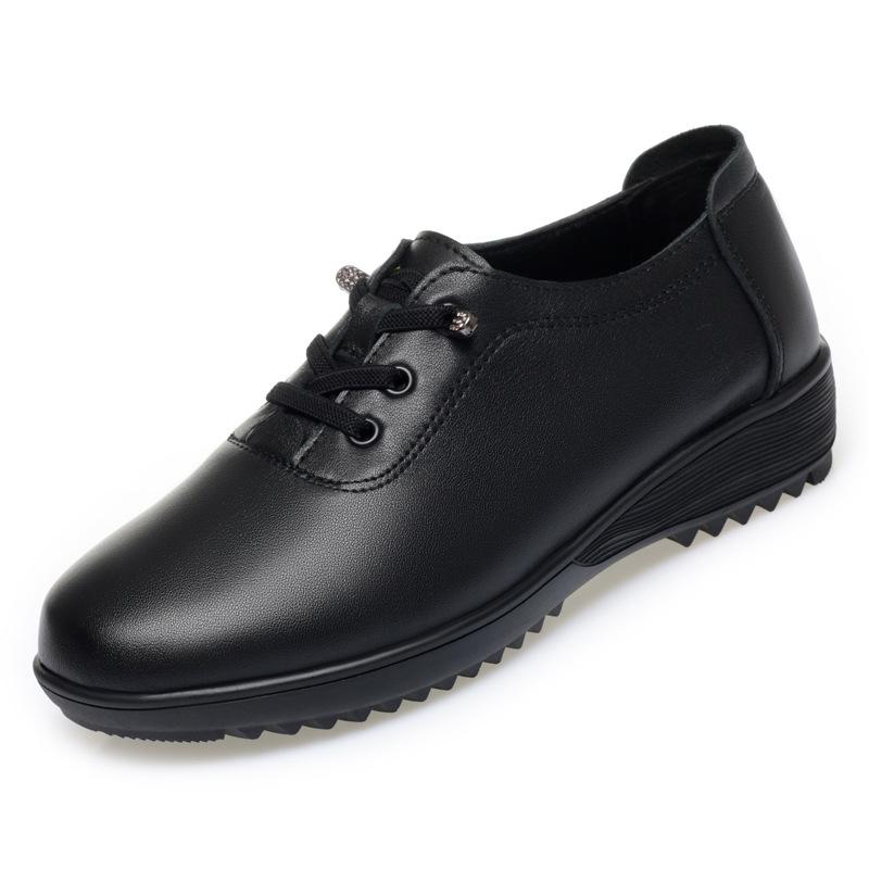 

Spring and Autumn Women s Single Shoes, Soft Leather, Soft Sole, Comfortable, Strapless, Anti-slip Shoes for Seniors, Ultra-soft Flat Shoes 35