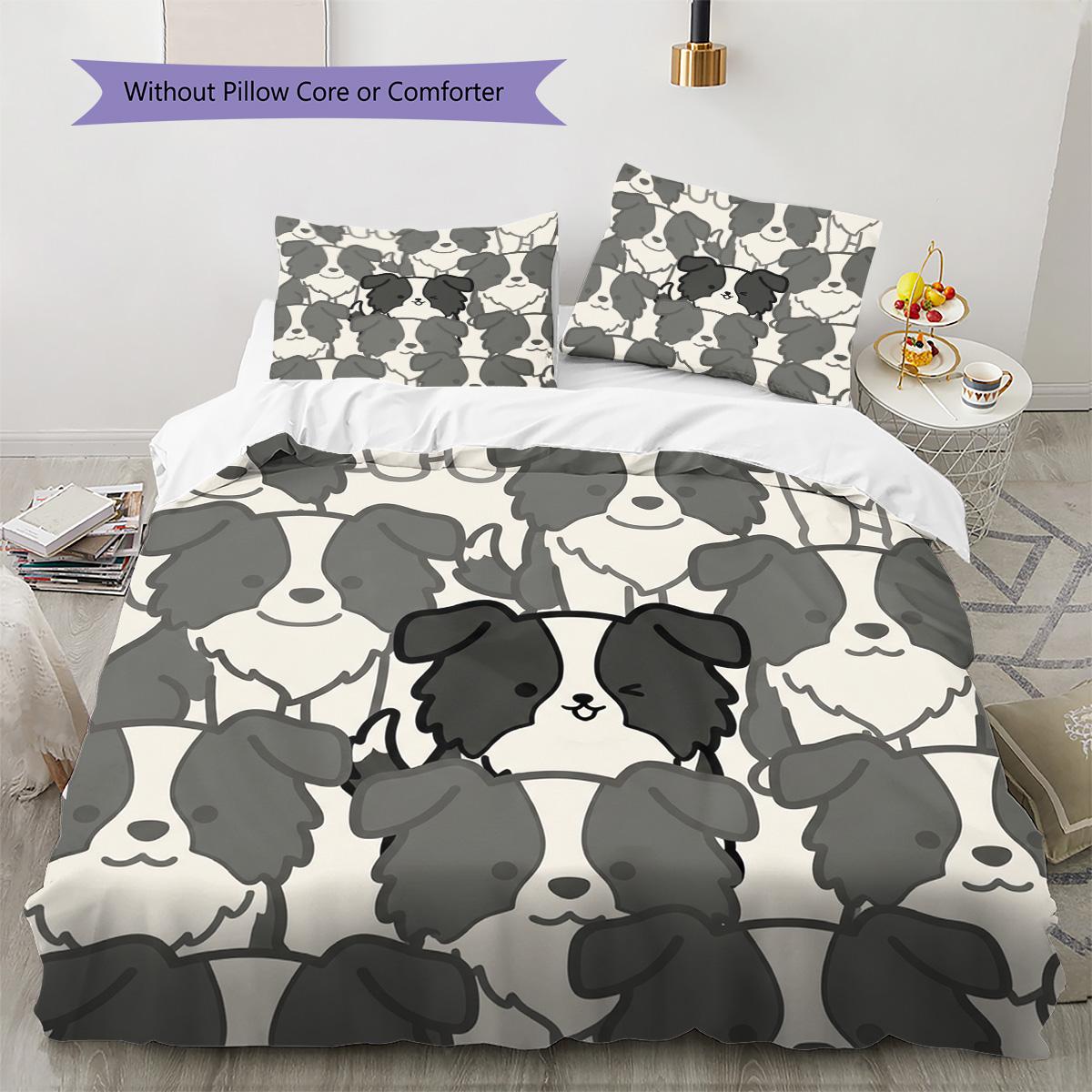

Border Collie Pattern Bedding Quilt Set Quilt Cover Pillowcase Home Decoration Birthday Gift (1 * duvet cover + 2 * pillowcase, without core) 135x200cm
