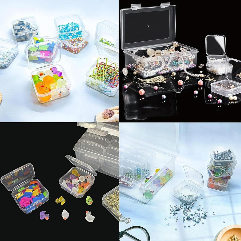 Bead Storage Containers Hinged Lid Rectangle Clear With 30 Pieces Cases Beads Storage Organizer For DIY Accessory Bracelets