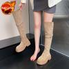Fashion Autumn Winter Fleece-Lined Ladies Knee High Shaft Shoes Designer Luxury Hot Fashion 2025 Demi-season Goth 39 Women's Long Boots