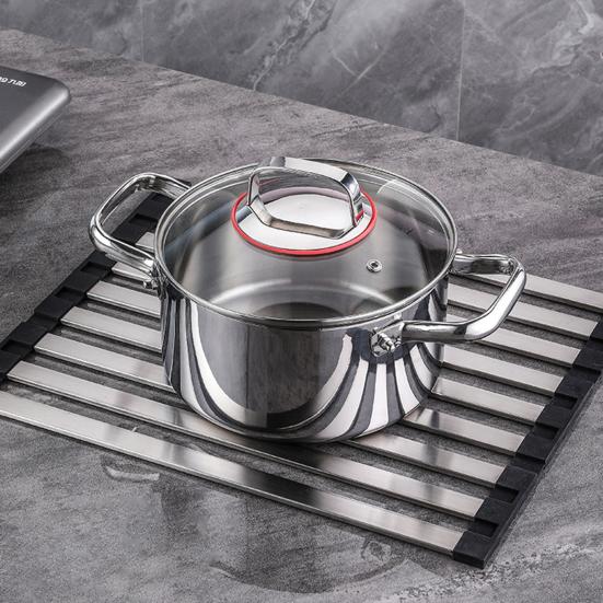 Foldable Sink Drying Rack Detachable Metal Tube Drying Rack with Silicone Cuttable Edge Dish Drying Rack for Kitchen Countertop