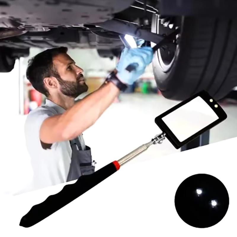 Square/Round 360 Degree Rotatable Angle Mirror Extendible Inspection Stainless Steel Mirror Automotive Repair Detection Tool