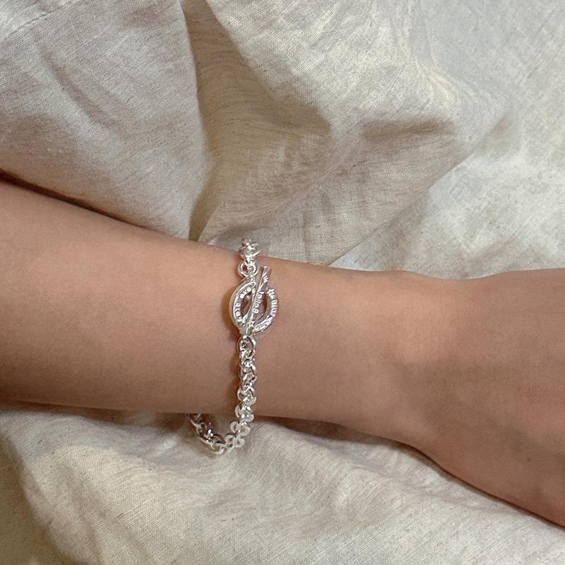 S925 Silver Heavy Industries Korea Fashion Ring Ring Ot Necklace Korean Blogger Simple Textured Clavicle Chain