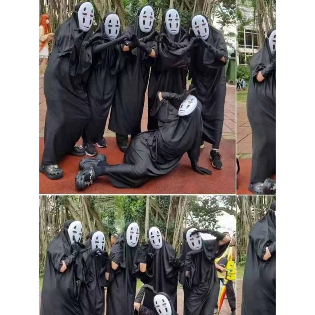 Japanese No Face Man Cosplay Costume Unisex Halloween Anime Carnival Party Adult Clothing Including Ghost Mask Gloves Comic Con