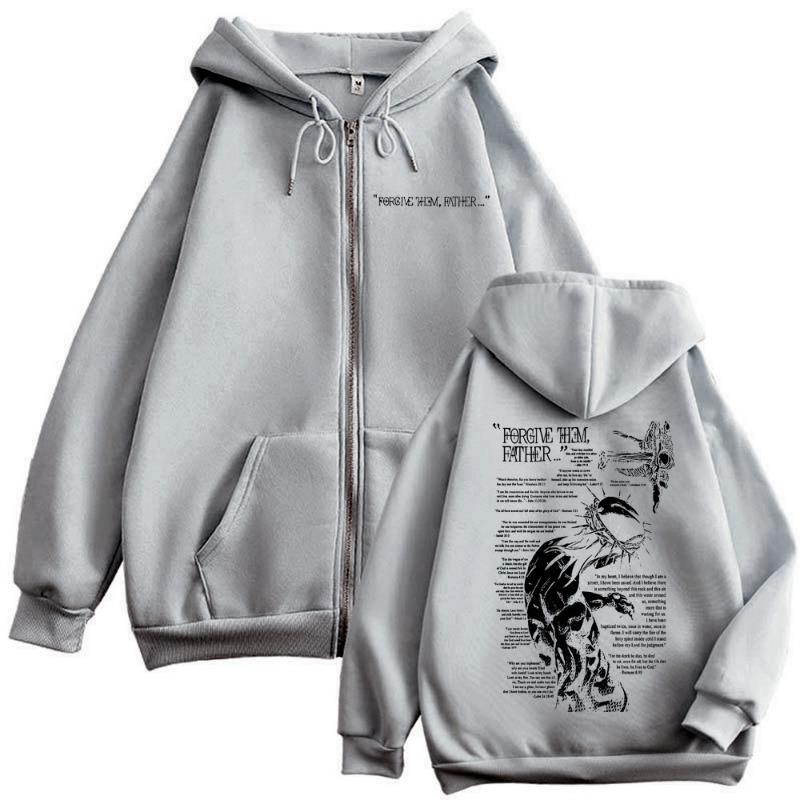 Felpa con Cappuccio e Zip Moda Vintage Felpe con Zip Unisex Casual Pullover Oversize