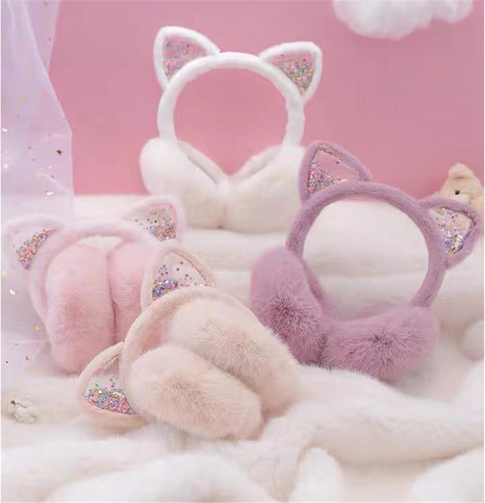

Cat Ears Ear Warmers Foldable Ear Covers Outdoor Animal Earmuffs for Kids Girls
