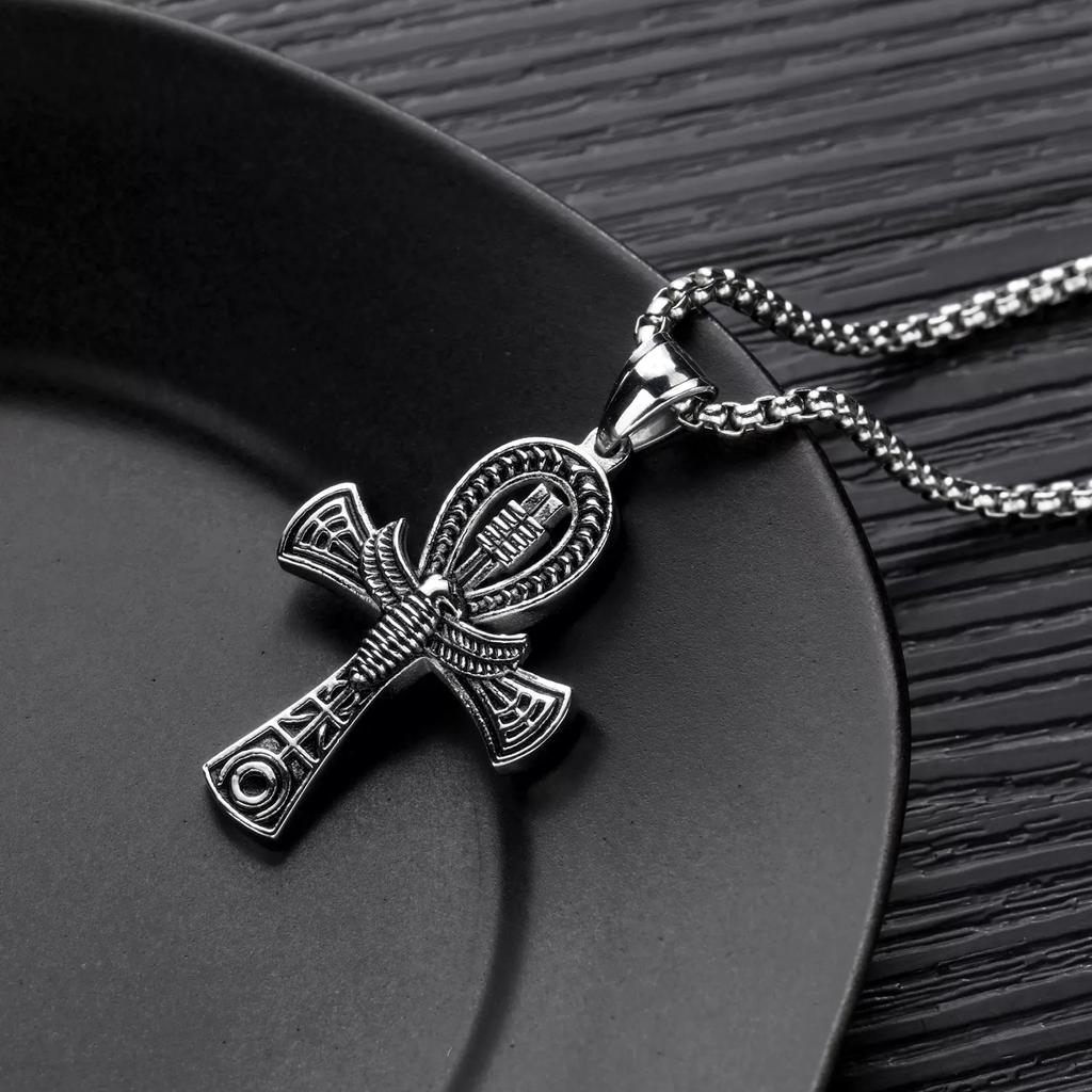 Gold Egyptian Anka Cross Hip Hop Hippop Couple Cool Handsome Necklace Pendant Bouncing Accessories