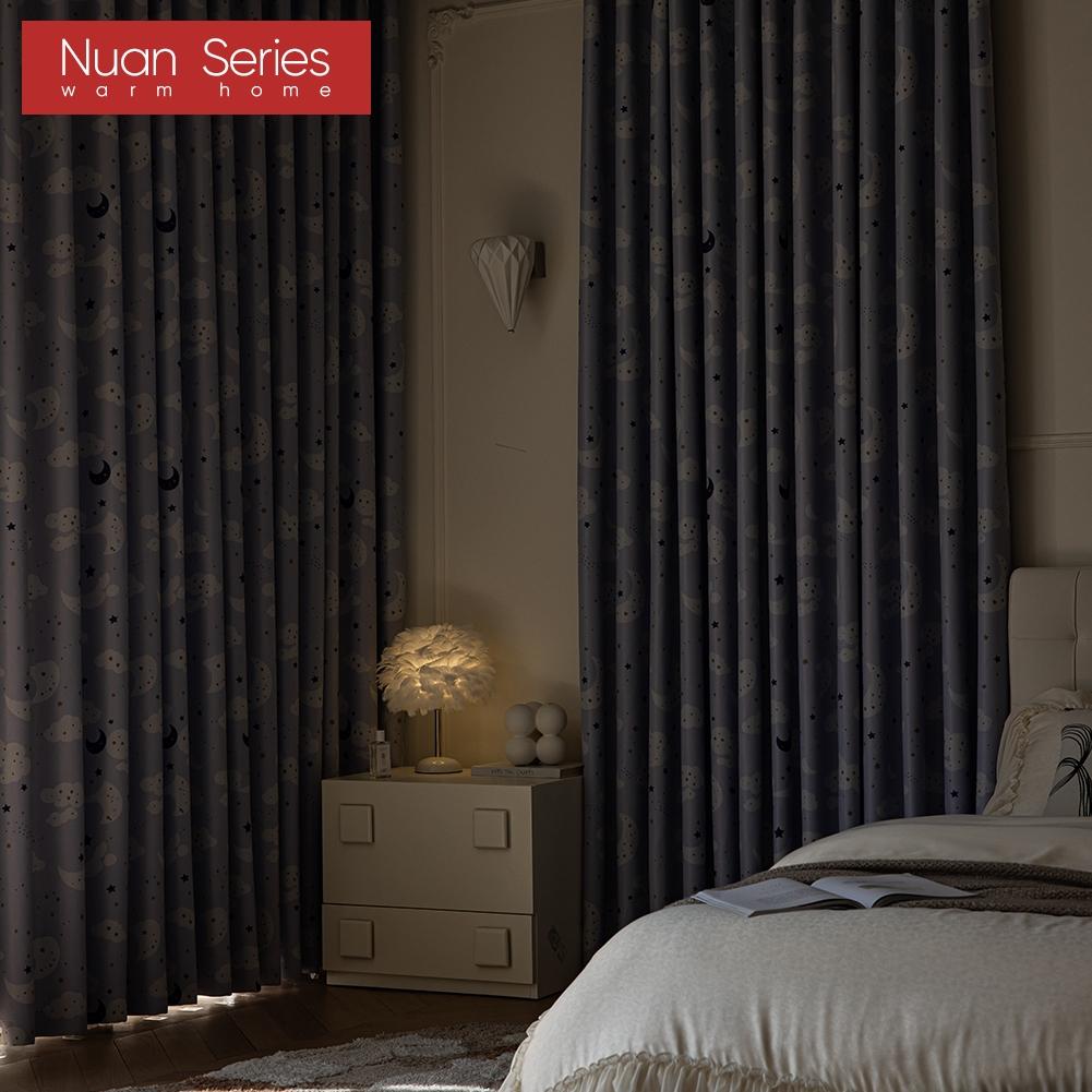 1 Stück Nuan Serie 70–80 % Verdunkelungsvorhänge mit Nachthimmel-Muster, bedruckt, für Schlafzimmer, Wohnzimmer, Heimdekoration