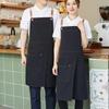 Tablier à Double Épaule en Toile Imperméable et Résistante à l'Huile, Tablier de Travail et de Cuisine pour Boulangerie, Magasin de Thé au Lait, Traiteur