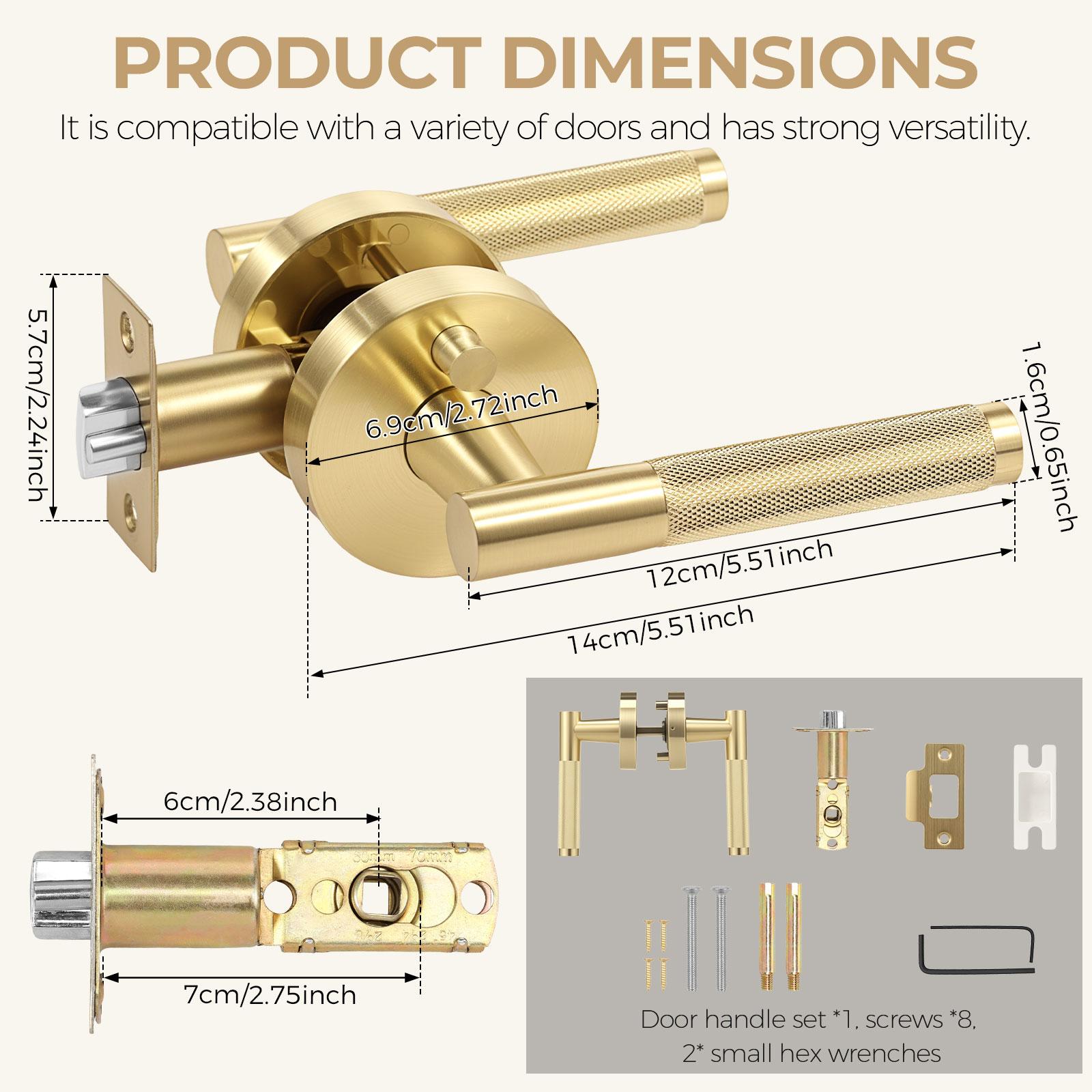 

Champagne Bronze Privacy Door Handles Door Lever with Door Knobs Indoor for Bedroom or Bathroom heavy Duty Door Handles Interior