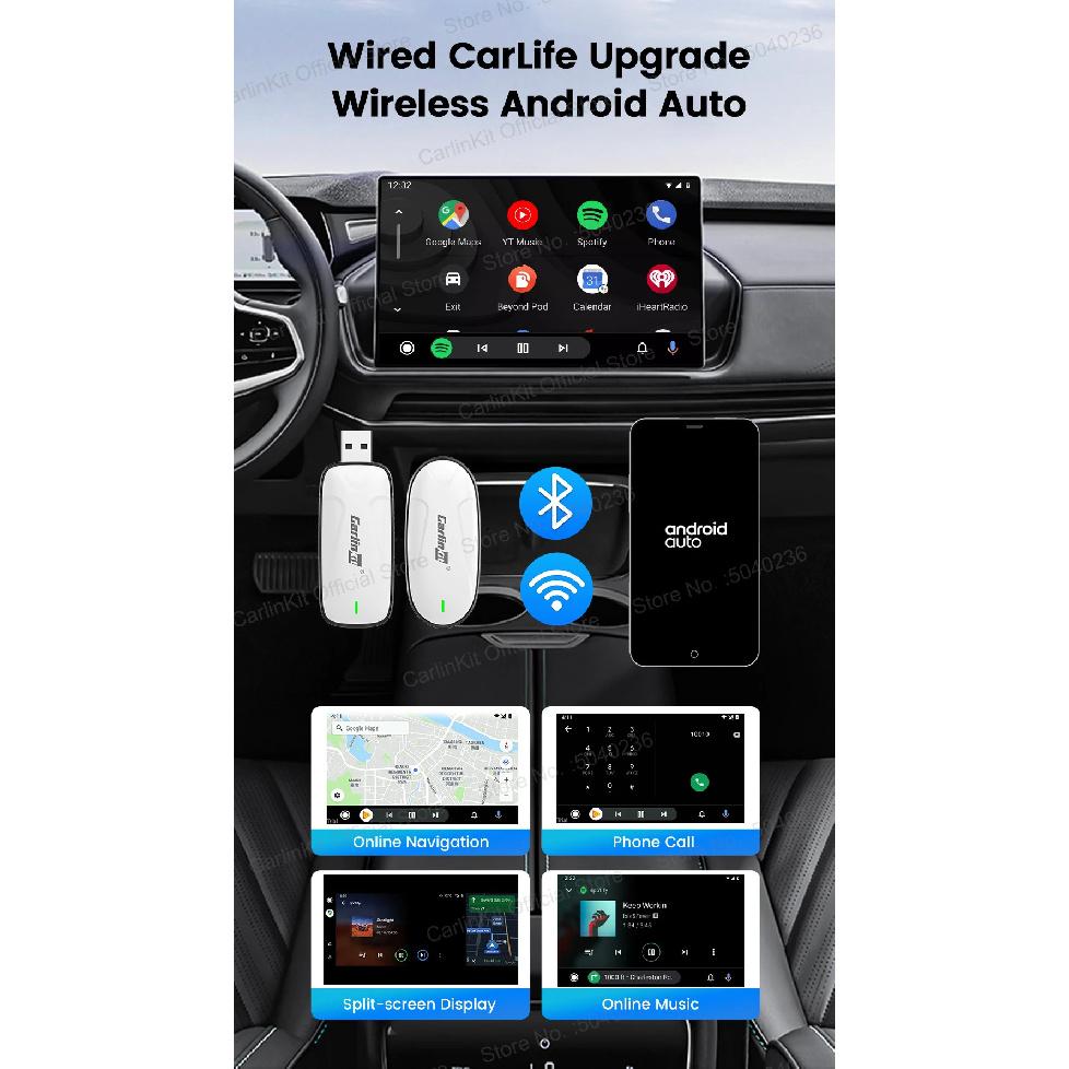 X1CA/X2CA CarlinKit 2-In-1 Wireless Adapter Wireless CarPlay Android Auto Plug &Play WiFi BLE Auto-connect For Baidu CarLife Car