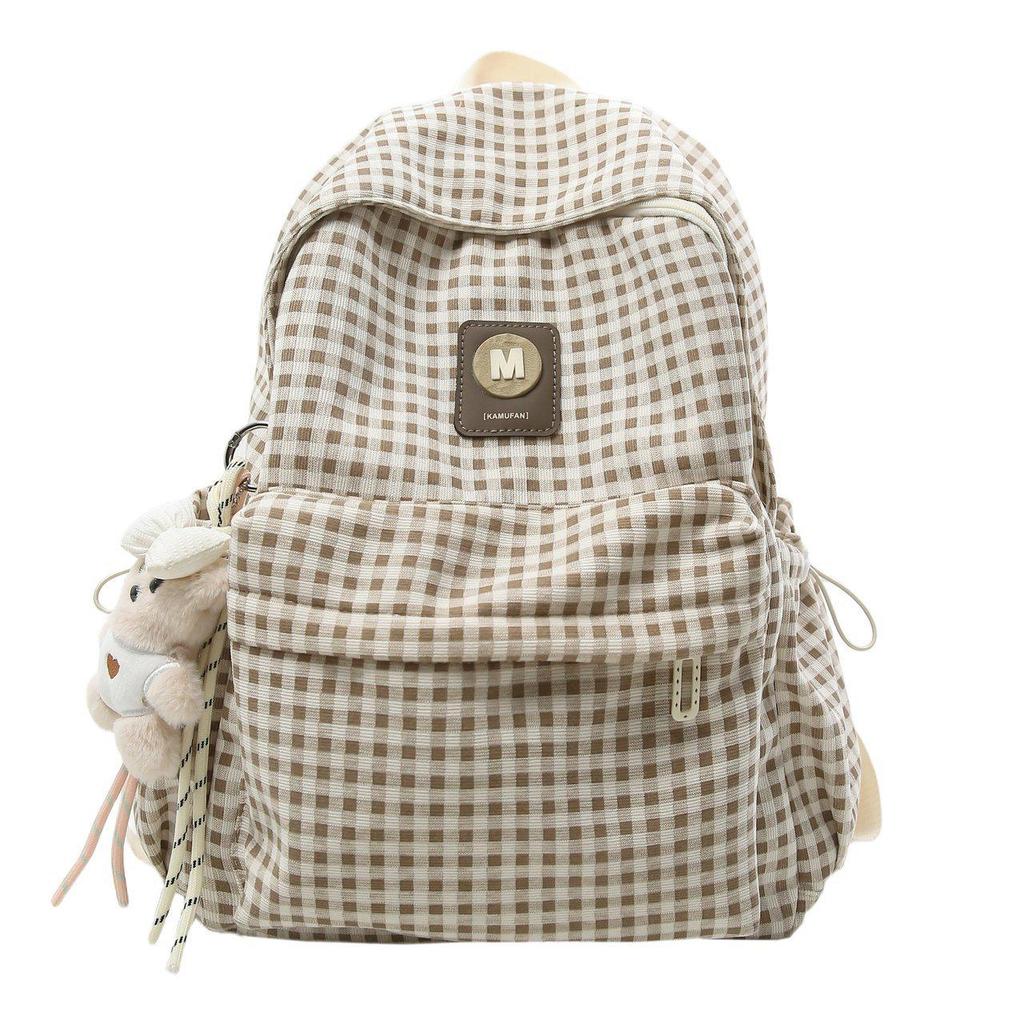 Vintage Plaid Women's Backpack - Lightweight, Versatile, Large-Capacity Bookbag for Commutes and Short Trips