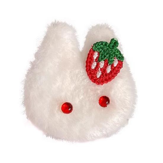 2Pcs Girl Hair Tie Cartoon Rabbit Decor Soft Plush Hair Rope High Elasticity Non-Damaging Fuzzy Hair Band Winter Hair Accessories