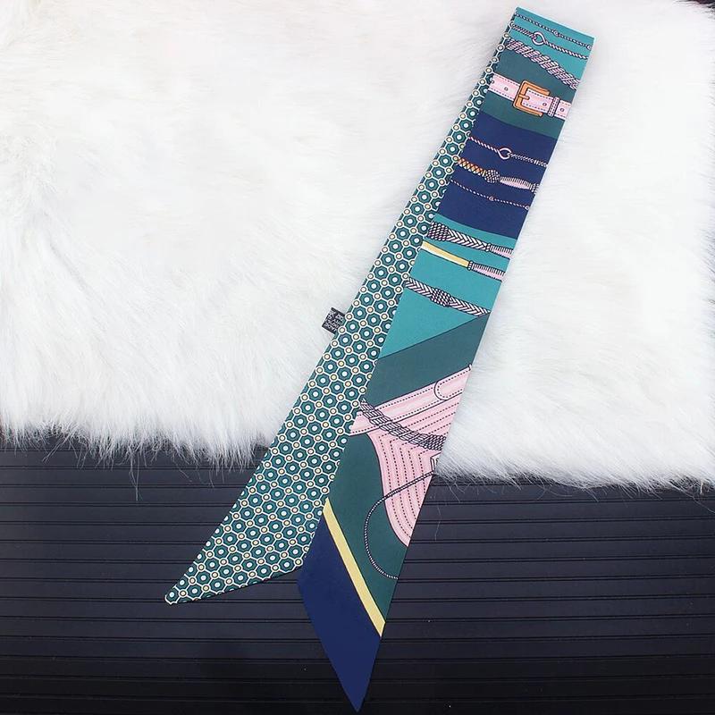 Women Silk Scarf Printed Series Hairband Neck Tie Foulard Beach Shawl Versatile Lady'S Fashion Accessory Binding Bag Ribbon