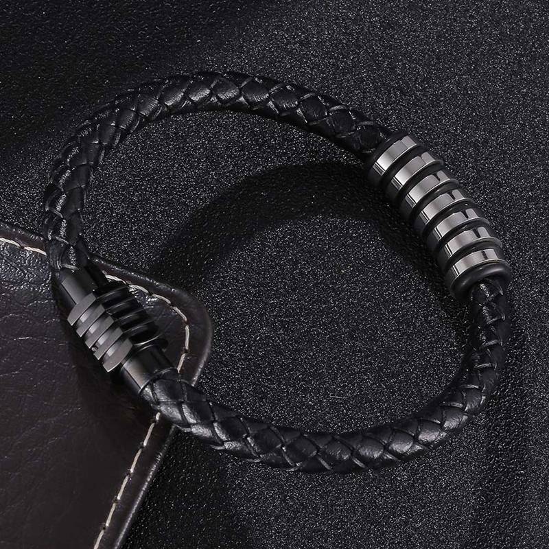 Fashion Rock Small Accessories Stainless Steel Men Leather Bracelet Classic Valentine's DayValentine's Day Gift