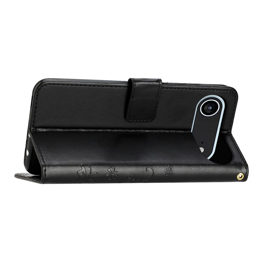 Für iPhone Air Leder Wallet Case Schmetterlingsblumen-Prägung Handyhülle mit Trageband