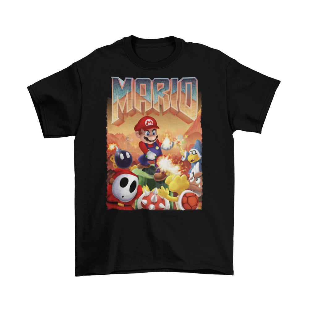 

Doom Super Mario T-Shirt Unisex Cotton Adult Funny Video Game Retro Guns New XL