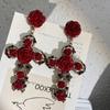 Baroco Style Crystal Ear Stud Aesthetic Flower Stud Earrings Trendy Rose Cross Earrings  Girls