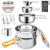 CARBABY 11-Piece Foldable Stainless Steel Cookware Set with Storage Bag, Ideal for Outdoor Activities, BBQs, Hiking, and Cherry Blossom Viewing