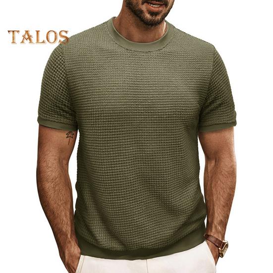 

Летние мужские топы, трикотажные, с круглым вырезом, короткими рукавами, однотонные, ребристые, эластичные футболки, облегающие, пуловеры, повседневная одежда S армия зеленый