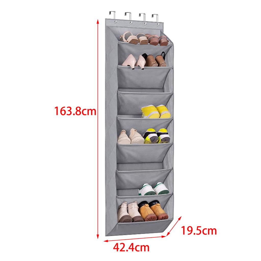 Over Door Shoe Organizer with Large 6 Deep Pockets Door Shoe Rack for Closet Door Foldable 16 Pairs Resuable Hanging Storage Bag