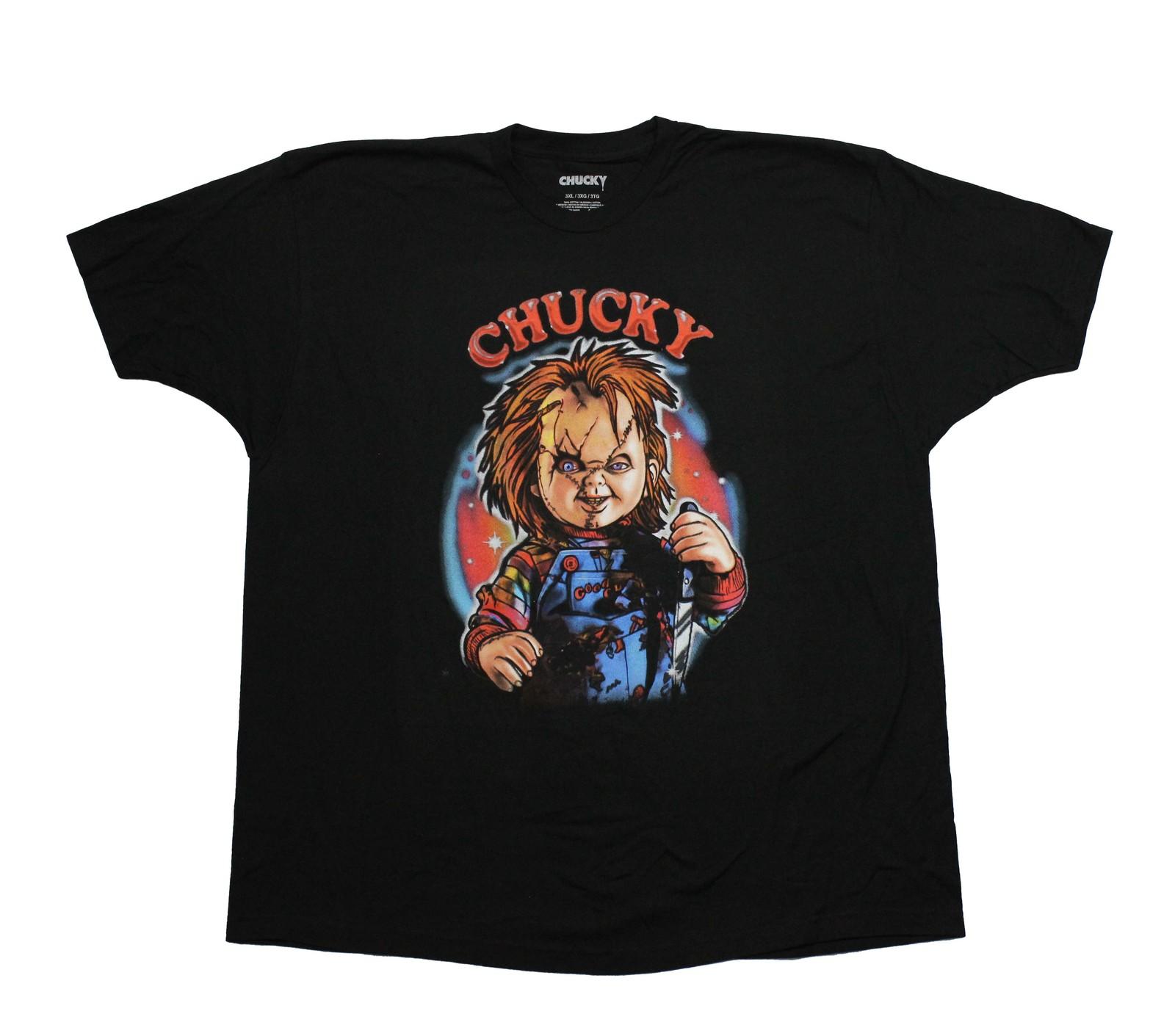 Chucky Child s Play New Adult T-Shirt - Colorful Airbrush Image of Chucky S