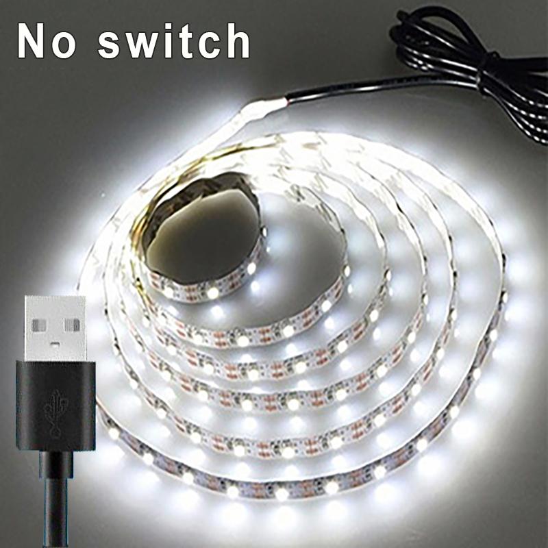 

Светодиодные ленты постоянного тока 5 В USB 2835, светодиодная лента теплого белого цвета 1-5 м для освещения шкафа, подсветки телевизора, домашнего декора, ночника 1m