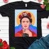 Frida Kahlo Artistic T-Shirt, Crayon Canvas Frida Tee, Frida Kahlo Shirt, Latina
