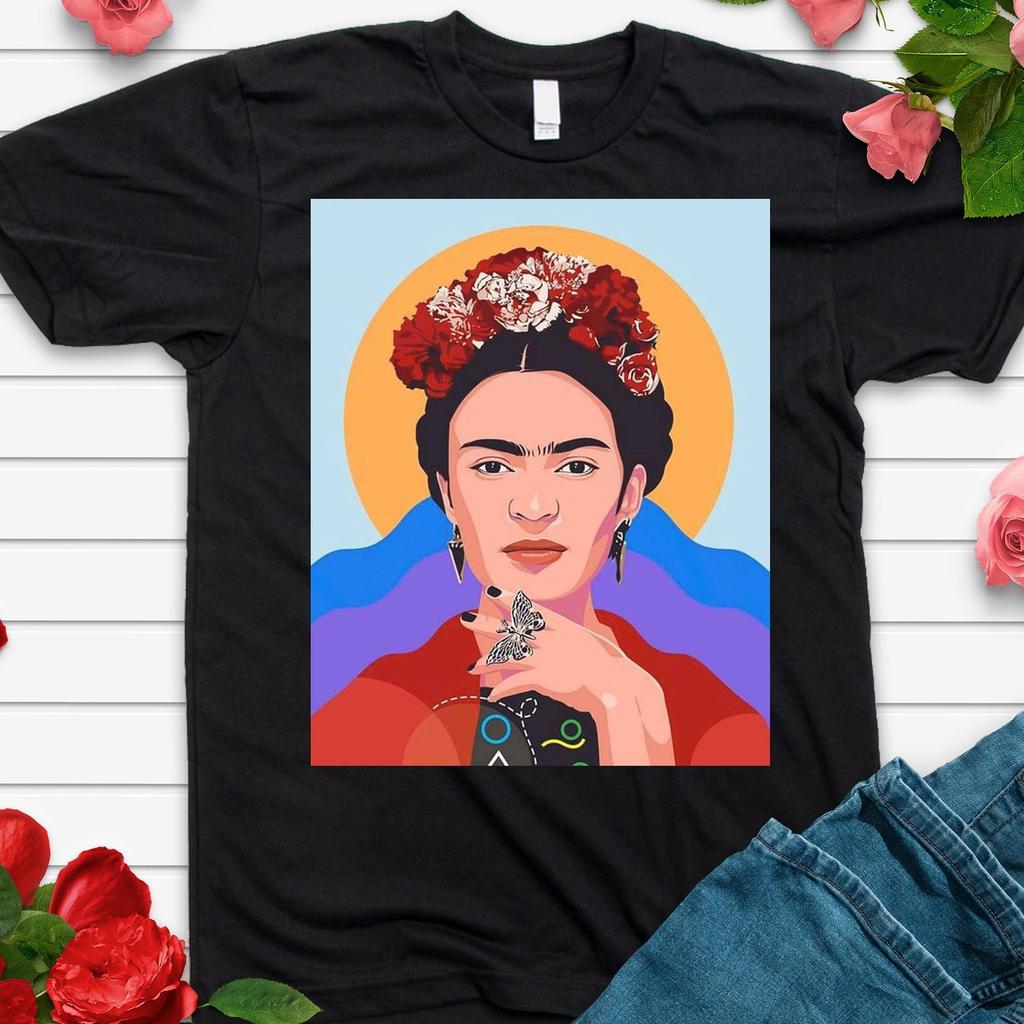 Frida Kahlo Artistic T-Shirt, Crayon Canvas Frida Tee, Frida Kahlo Shirt, Latina