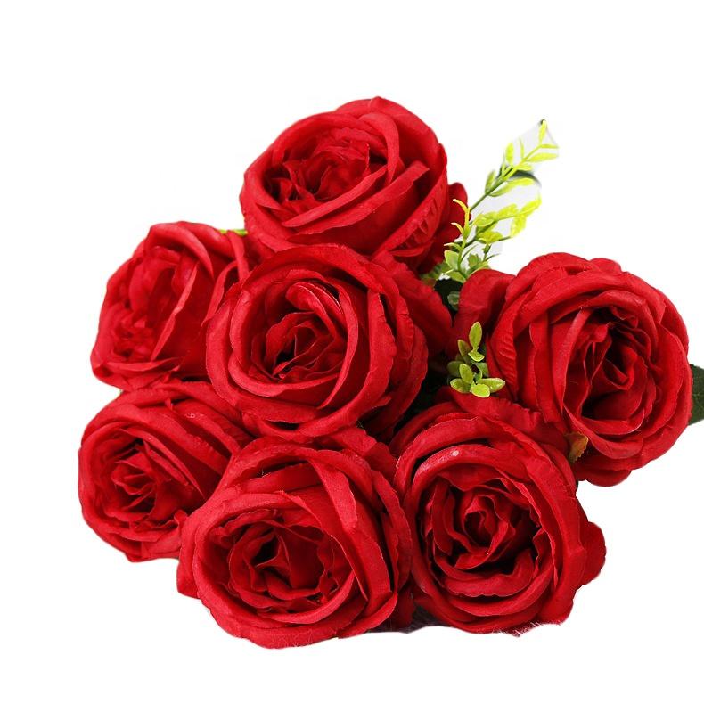 Modern Artificial Rose Silk Flowers Bouquet for Home Wedding Decoration