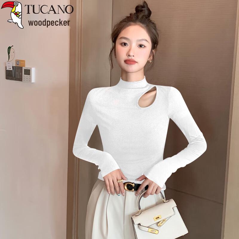 Women s Semi-High Collar Ribbed Long Sleeve Base Layer Top L
