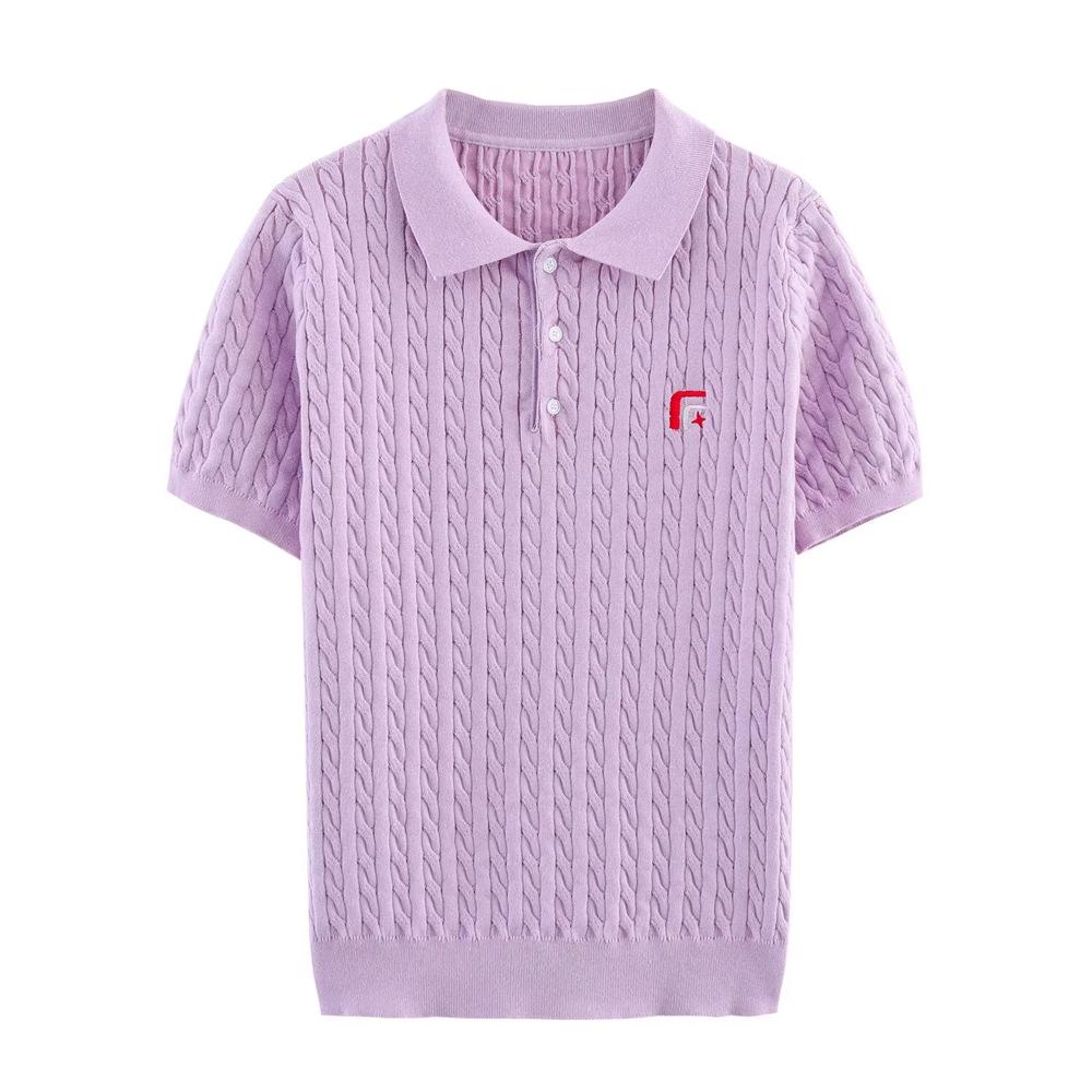

Spring/Summer 2025 Women s Slim Polo Collar Knit Short Sleeve Casual Top Medium світло-фіолетового кольору