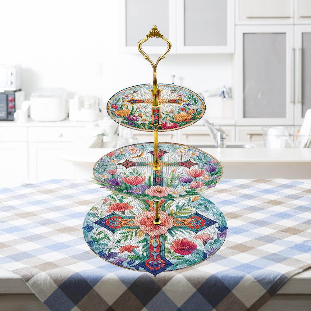 3 Tier Butterfly Home Organizer Rack DIY Diamond Kits Crystal Display Rack Kit 5D DIY Shelf Art Craft Set for Bedroom Bathroom