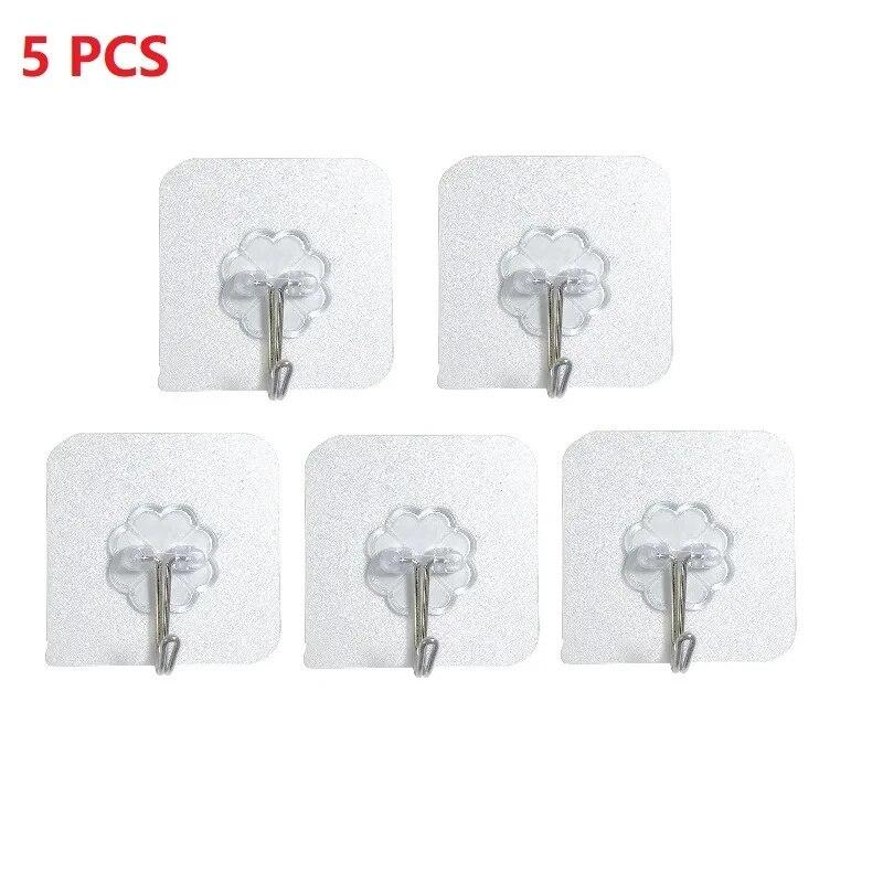 

1-10 шт. Прозрачные крючки из нержавеющей стали с сильным самоклеящимся покрытием, вешалка для хранения ключей для кухни, ванной комнаты, двери, стены, многофункциональные