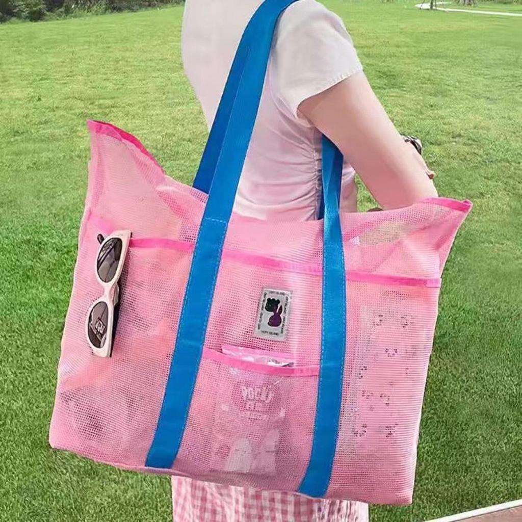 VIP Große Kapazität Koreanische Strandtasche - Tragbare Mesh-Umhängetasche für Fitnessstudio, Schwimmen und Outdoor