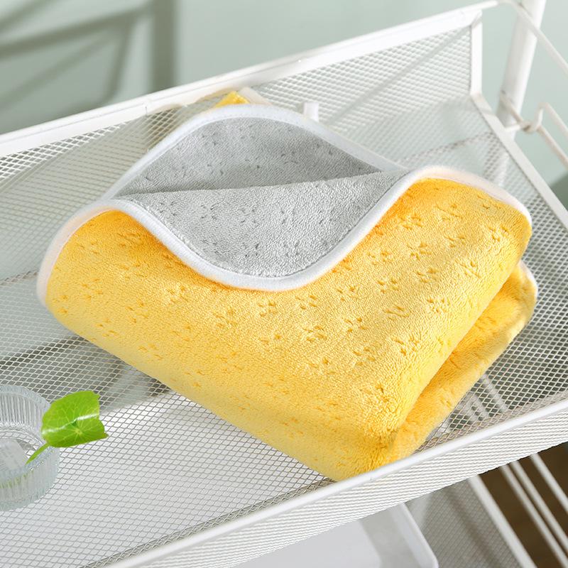 Towel Customized coral fleece two-color absorbent hand towel does not shed hair, face towel household towel direct supply
