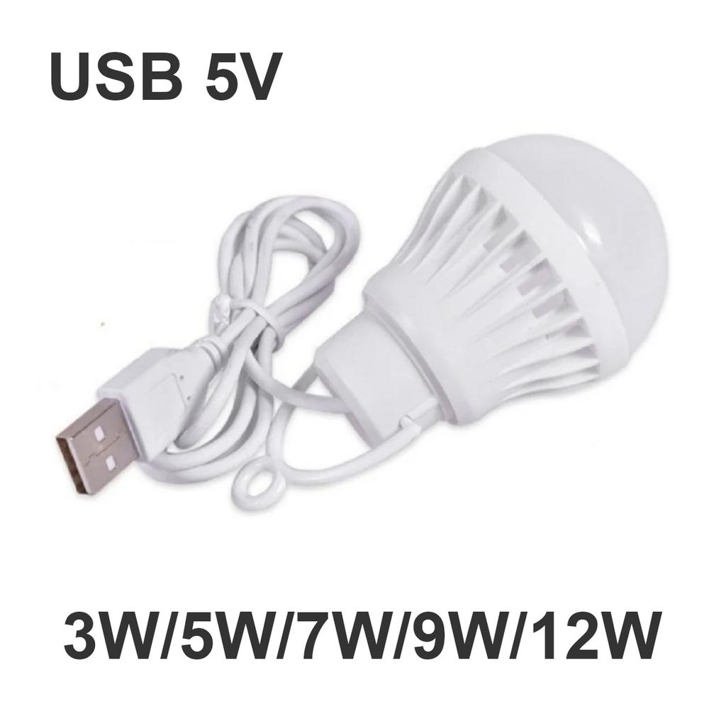Usb Led Camping Lamp 3w 5w 7w 9w 12w With 1.2m Clip Line Room Light 5v Bulb Milky Cover Table Eye/protection Usb-adapter-powered