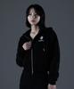 Carmid (W) Noble Lettering Crop Zip-Up Hoodie [Black]