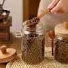 Food Storage Container Glass Jar with Wooden Lid & Scoop Grain Spice Coffee Bean