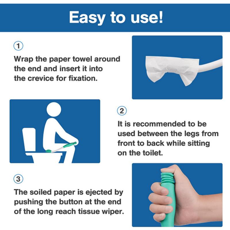 Bend-free Toilet Wipe for Women and the Elderly with Disabilities Wipe the Toilet Toilet Auxiliary Tool No Bend Bathroom Hygiene Tool