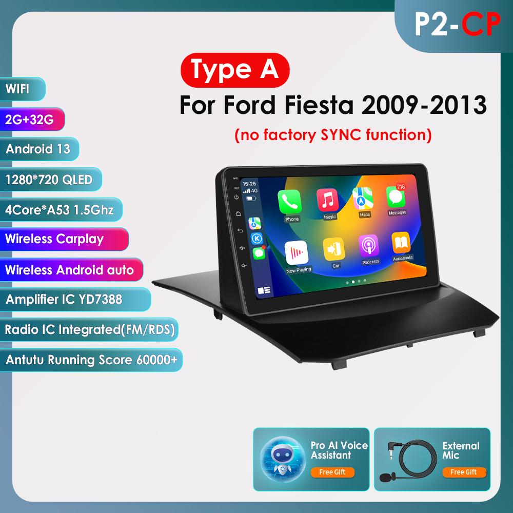 Hizpo 2din Android Autorádio pro Ford Fiesta 2009 - 2017 Autorádio Multimediální Přehrávač Videa GPS Navigace Hlavní Jednotka Carplay 4G WIFI Inteligentní DVR DSP