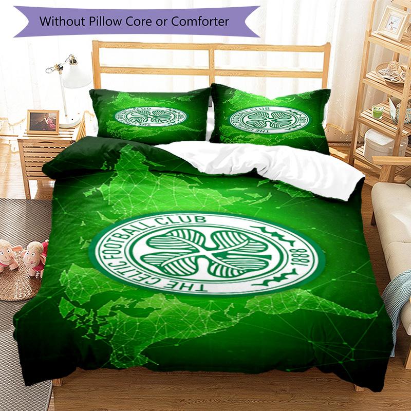 Celtic Football Club Crest Printed Pattern Duvet Cover Set – Includes 1 Duvet Cover and 2 Matching Pillowcases Bedroom Decor Christmas Gifts
