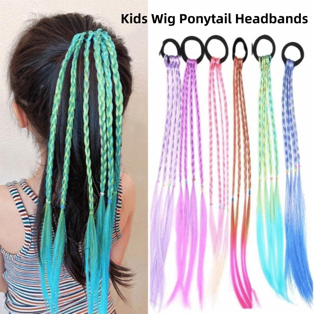 5/6Pcs Multi-Color Twist Braid Hair Ties Colorful Kids Wig Ponytail Headbands Sweet Wig Braid  Daily