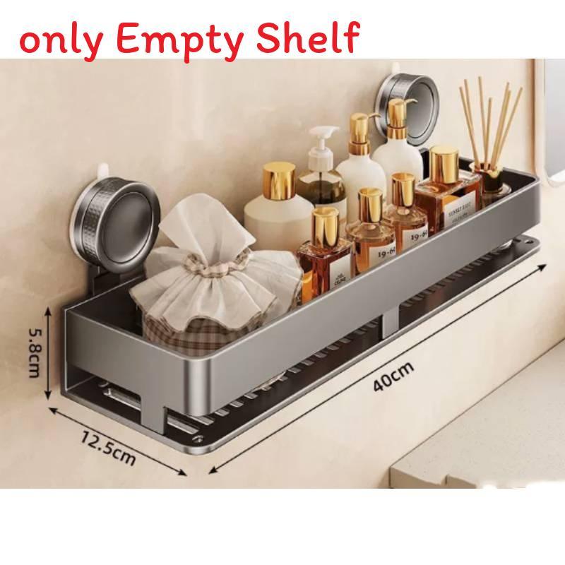 Modern Minimalist Abs Sucker Wall Shelf With Hooks For Bathroom And Toilet Storage